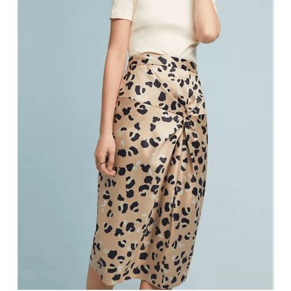 Anthropologie Hutch Twisted Leopard Skirt Size 6, MSRP $128 - Picture 1 of 11
